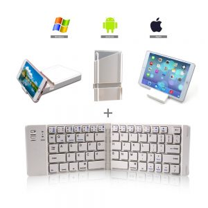Mini Tastatura Portabila Pliabila Wireless Bluetooth Tablota Alba