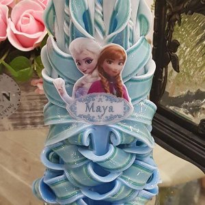 Lumânare sculptată decorativă Frozen personalizată L